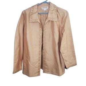 Bloomingdale 14W 100% Silk Blush Pink Jacket With Beaded Trim